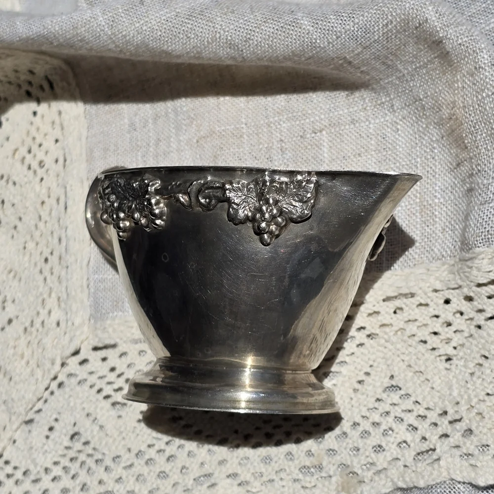 Old English Reproduction Elegant Silver Plated Creamer with Floral Design - Picture 9 of 9